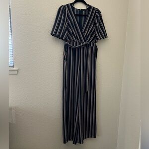 Blue, White, and Red Striped Jumpsuit from Papaya